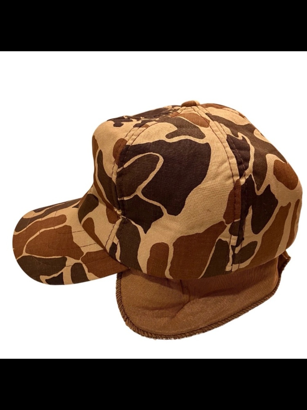 Vintage Original Duck Camo Ear Flap Hat Foam Insulated Hunting Cap Mens Small